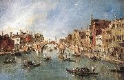 GUARDI, Francesco The Three-Arched Bridge at Cannaregio sdg oil painting on canvas